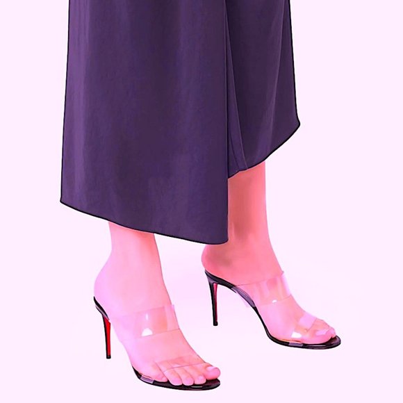 *NIB* Sz 8.5 Nude Christian Louboutin slide sandal, clear PVC & patent leather - Picture 4 of 10